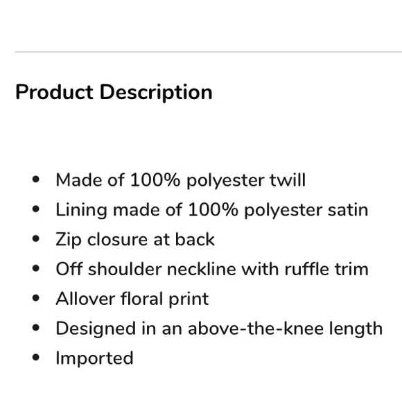 The Children's Place NWT Pink and White Floral Dress Off The Shoulder Size 14 - Picture 9 of 16